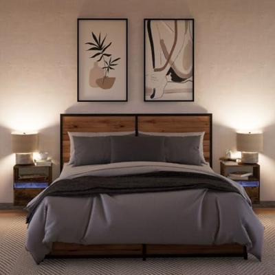 Nachtkastjes met LED's 2 st wandgemonteerd gerookt eikenkleurig Nachtkastjes met LED's 2 st wandgemonteerd gerookt eikenkleurig