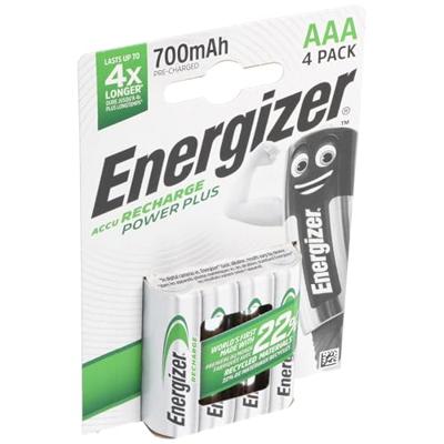 Energizer Accu Recharge Power Plus 700 mAh AAA HR3/4 oplaadbare batterij, 4 stuks - thumbnail