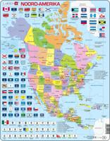 Selecta Larsen legpuzzel kaart noord, amerika met staten en vlaggen, 70st. - thumbnail