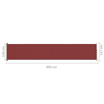VidaXL Tuinscherm uittrekbaar 117x600 cm rood