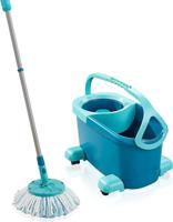 Leifheit 52102 clean twist disc mop compleet systeem met wieltjes blauw - thumbnail