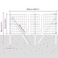 VidaXL Hek met paal zilver 0,4 x 25 m staal en pvc - thumbnail