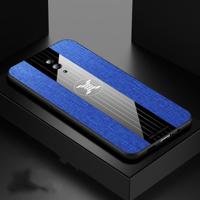 Voor OPPO Reno XINLI stiksels doek Textue schokbestendig TPU beschermhoes (blauw) - thumbnail