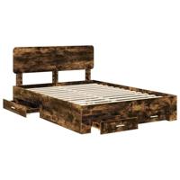 Bedframe met hoofdeinde Gerookt eiken 140 x 190 cm Bewerkt hout - thumbnail