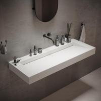 Wastafel Ideavit Solidsquare B-10 120x46x10 cm Solid Surface Mat Wit - thumbnail