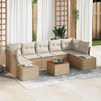 Tuinbankenset met kussen 8 pcs Beige poly rattan - thumbnail