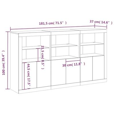 Dressoir met LED-verlichting 181,5x37x100 cm grijs sonoma eiken