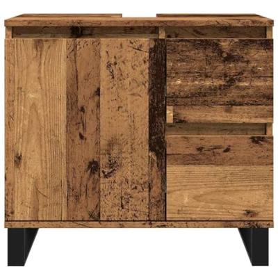 Badkamerkast 65x33x60 cm bewerkt hout oud houtkleurig