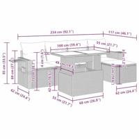 6-delige Loungeset met kussens poly rattan beige - thumbnail