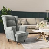 Fauteuil fluweel lichtgrijs - thumbnail