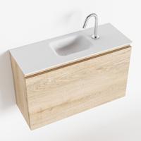 MONDIAZ OLAN 80cm toiletmeubel washed_oak. LEX wastafel talc midden 1 kraangat - thumbnail