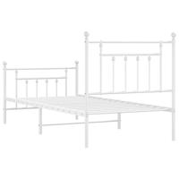 Bedframe met hoofd- en voeteneinde metaal wit 90x200 cm - thumbnail