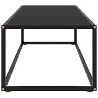Salontafel met zwart glas 120x50x35 cm zwart - thumbnail