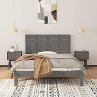 Hoofdbord wandmontage 146x3x63 cm massief grenenhout grijs - thumbnail