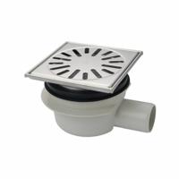 Doucheput Aquaberg ABS Vloerput RVS Opzetstuk RVS Rooster Zijuitlaat 50mm Verstelbaar 150x150mm PPC Reukafsluiter Reukslot 50mm - thumbnail