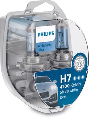 2-pack Philips WhiteVision Ultra H7 - 12V - Halogeenlampen - 4200K - Koud-wit