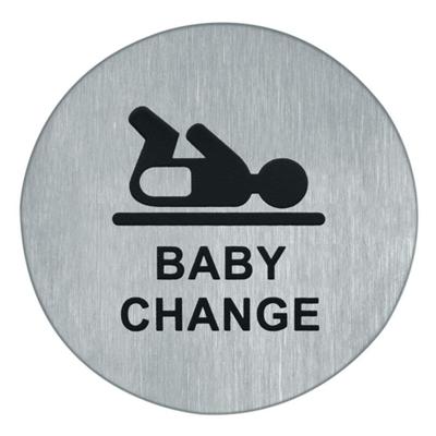 Symboolplaat baby change ø75mm rvs mat