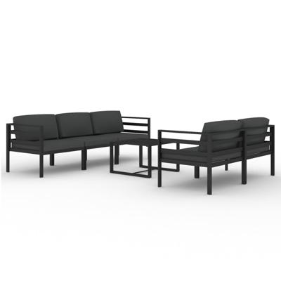 6-delige Loungeset met kussens aluminium antracietkleurig