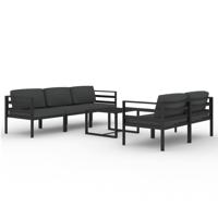 6-delige Loungeset met kussens aluminium antracietkleurig - thumbnail