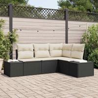 Tuinbankenset met opslag 4 pcs Zwart en Crème poly rattan - thumbnail