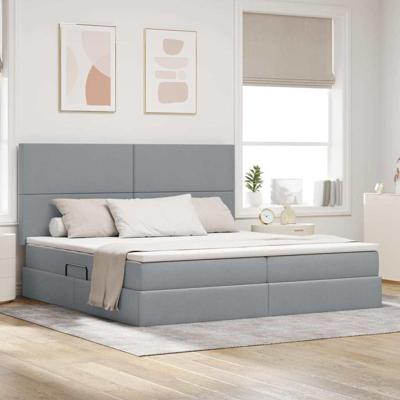 Opslag bed met matras Lichtgrijs 200 x 200 cm Nep Leer