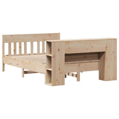 Bed met boekenkast zonder matras massief grenenhout 135x190 cm