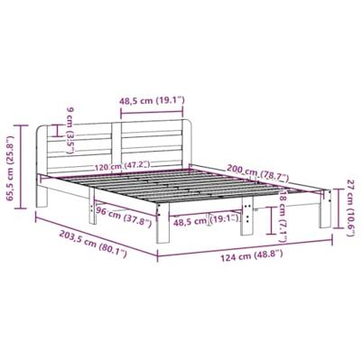 Bedframe zonder matras massief grenenhout 120x200 cm Bedframe zonder matras massief grenenhout 120x200 cm
