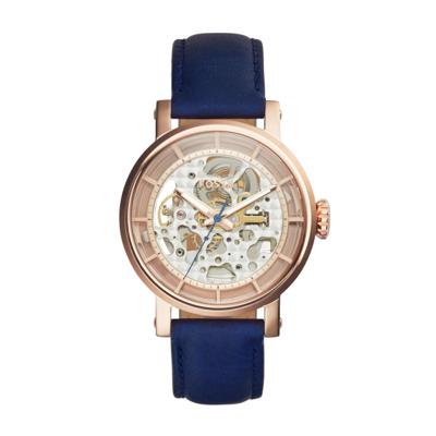 Horlogeband Fossil ME3086 Leder Blauw 18mm