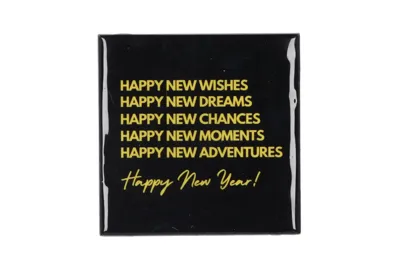 Tegeltje Happy new wishes 10x10x1cm
