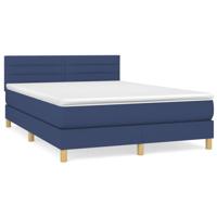 Boxspring met matras stof blauw 140x200 cm - thumbnail