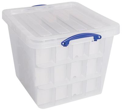 Really Useful Box opbergdoos, 60 l, met inzetbakje, transparant