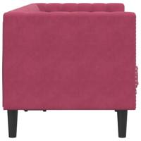 Tweezitsbank Chesterfield-stijl en bolsters fluweel wijnrood - thumbnail