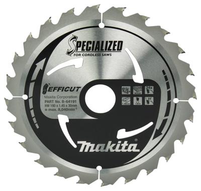 Makita Accessoires Cirkelzaagblad Hout | Efficut 190x30x1,45 24T 23g - B-64191 B-64191