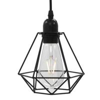 Plafondlamp met diamantvorm 3xE27 zwart - thumbnail