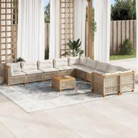 11-delige Tuinset met kussens poly rattan beige - thumbnail