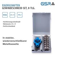 GSR 00708030 Schroefdraadsnijderset 8-delig HSS-G Metrisch M3 - M12 - thumbnail