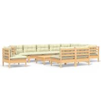 11-delige Loungeset met crèmekleurige kussens grenenhout - thumbnail