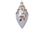 Kerstbal olijf 12 cm wit - thumbnail