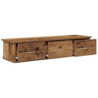 Wandkast 88x26x18,5 cm bewerkt hout oud houtkleurig - thumbnail