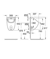 GROHE Bau urinoir met verdekte inlaat 35.5x55.2cm wit 39438000 - thumbnail