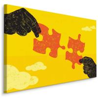 Schilderij - Als de puzzel maar klopt, premium print, Rood/geel - thumbnail