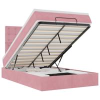Ottoman bed met matrassen en LED's 90x200cm fluweel roze - thumbnail