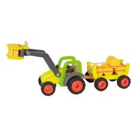 Goki houten tractor met hooiwagen - thumbnail