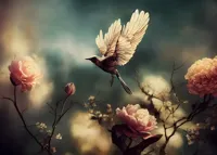 Alexsar Art Tuinschilderij vogel bloemen 70x50cm - thumbnail