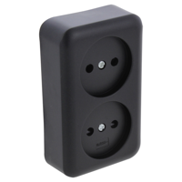 Q-LINK - Wandcontactdoos - Opbouw - Dubbel Stopcontact - Kinderbeveiliging - Mat Zwart - thumbnail