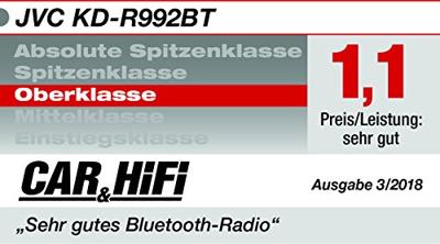 JVC KD-R992BT CD-receiver met bluetooth-handsfree-functie en audiostreaming zwart