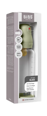 BIBS Glas Latex Medium Flow Babyfles 2+ Maanden Sage