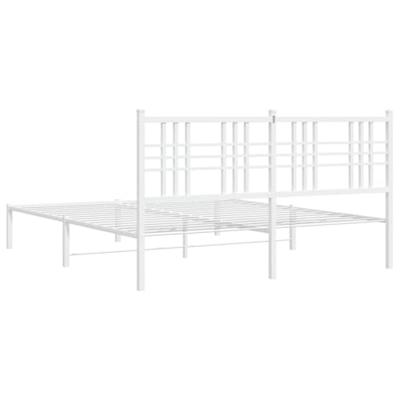 Bedframe met hoofdbord metaal wit 160x200 cm