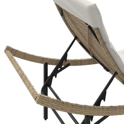 Ligbed met kussen 55x199x50 cm poly rattan beige