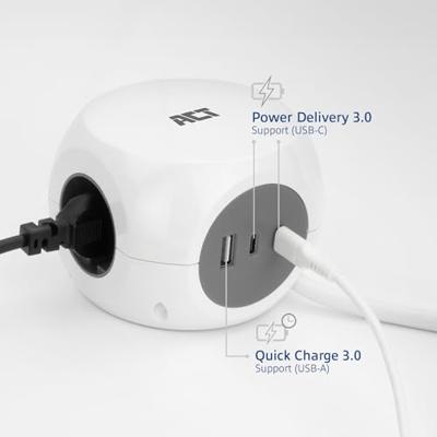 ACT AC2420 Stekkerdoos + USB-C/A - thumbnail